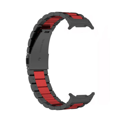 For Samsung Galaxy Watch8 / Watch8 Classic Three Beads Stainless Steel Watch Band with Removal Tool(Black Red) - Watch Bands by buy2fix | Online Shopping UK | buy2fix