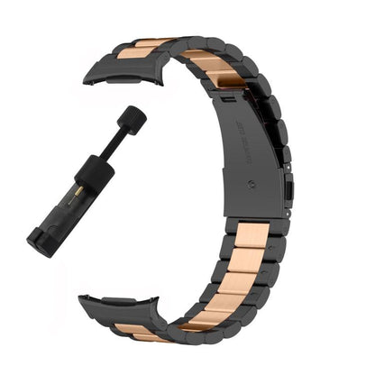 For Samsung Galaxy Watch8 / Watch8 Classic Three Beads Stainless Steel Watch Band with Removal Tool(Black Rose Gold) - Watch Bands by buy2fix | Online Shopping UK | buy2fix