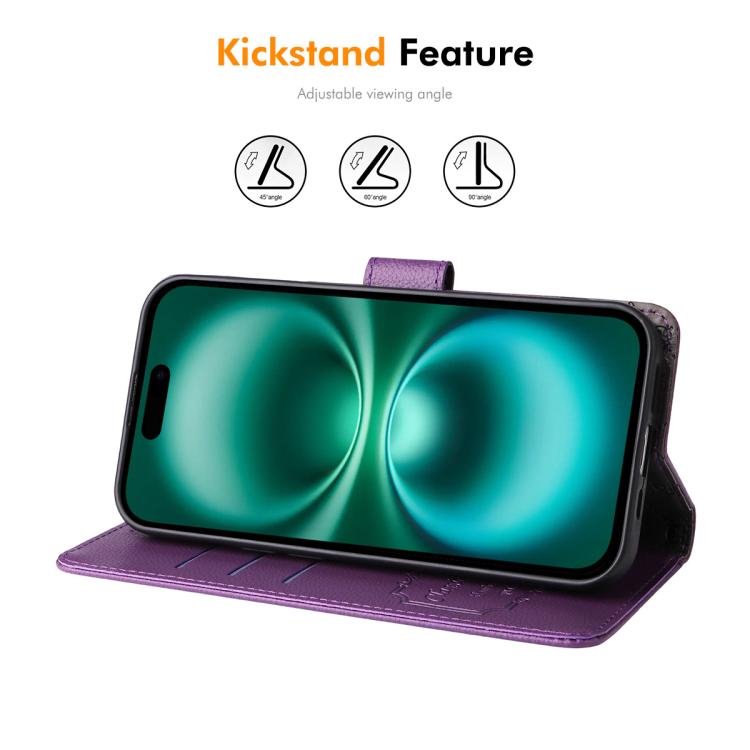 For iPhone 17 Pro Max ENKAY RFID Blocking Wallet Kickstand Litchi Texture Leather Phone Case(Purple) - iPhone 17 Pro Max Cases by ENKAY | Online Shopping UK | buy2fix