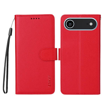 For iPhone 17 Air ENKAY RFID Blocking Wallet Kickstand Litchi Texture Leather Phone Case(Red) - iPhone 17 Air Cases by ENKAY | Online Shopping UK | buy2fix
