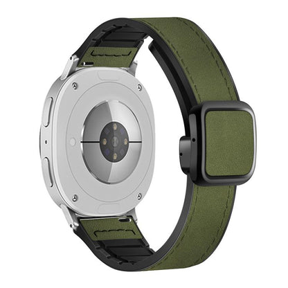 For Samsung Galaxy Watch8 / Watch8 Classic Square Magnetic Buckle Leather Skin Silicone Watch Band(Crazy Horse Green) - Watch Bands by buy2fix | Online Shopping UK | buy2fix