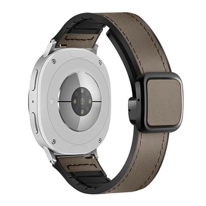 For Samsung Galaxy Watch8 / Watch8 Classic Square Magnetic Buckle Leather Skin Silicone Watch Band(Brown) - Watch Bands by buy2fix | Online Shopping UK | buy2fix