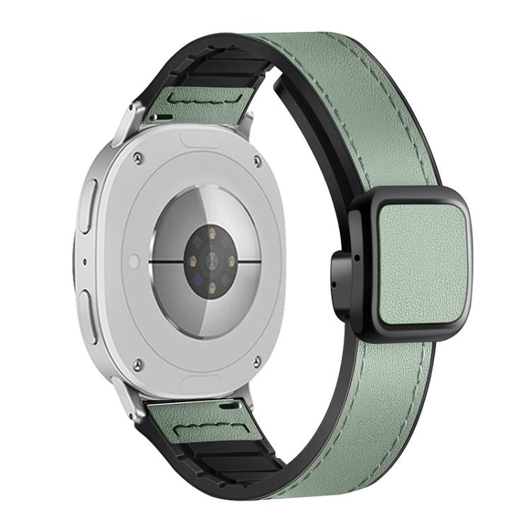 For Samsung Galaxy Watch8 / Watch8 Classic Square Magnetic Buckle Leather Skin Silicone Watch Band(Azure) - Watch Bands by buy2fix | Online Shopping UK | buy2fix