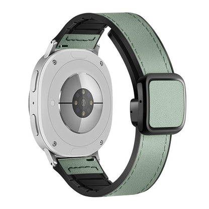 For Samsung Galaxy Watch8 / Watch8 Classic Square Magnetic Buckle Leather Skin Silicone Watch Band(Azure) - Watch Bands by buy2fix | Online Shopping UK | buy2fix