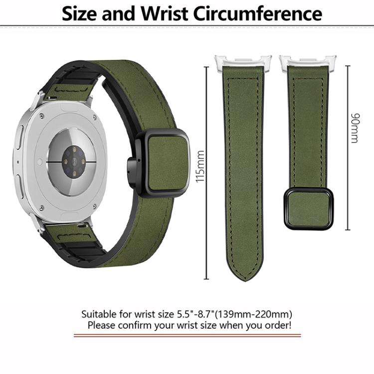 For Samsung Galaxy Watch8 / Watch8 Classic Square Magnetic Buckle Leather Skin Silicone Watch Band(Apricot) - Watch Bands by buy2fix | Online Shopping UK | buy2fix