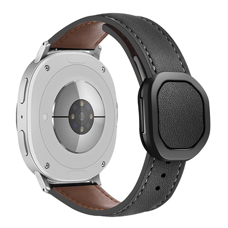 For Samsung Galaxy Watch8 / Watch8 Classic Magnetic Fold Genuine Buckle Leather Watch Band(Black) - Watch Bands by buy2fix | Online Shopping UK | buy2fix
