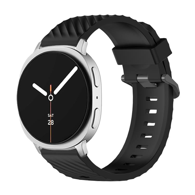 For Samsung Galaxy Watch8 / Watch8 Classic Black Buckle Spruce Silicone Watch Band(Black) - Watch Bands by buy2fix | Online Shopping UK | buy2fix