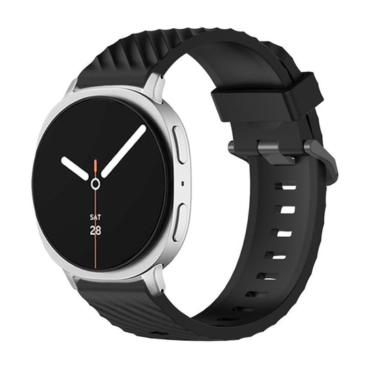For Samsung Galaxy Watch8 / Watch8 Classic Black Buckle Spruce Silicone Watch Band(Black) - Watch Bands by buy2fix | Online Shopping UK | buy2fix