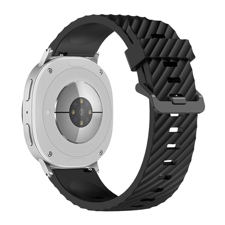 For Samsung Galaxy Watch8 / Watch8 Classic Black Buckle Spruce Silicone Watch Band(Black) - Watch Bands by buy2fix | Online Shopping UK | buy2fix