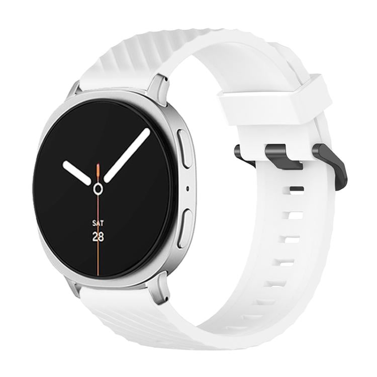 For Samsung Galaxy Watch8 / Watch8 Classic Black Buckle Spruce Silicone Watch Band(White) - Watch Bands by buy2fix | Online Shopping UK | buy2fix