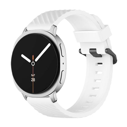 For Samsung Galaxy Watch8 / Watch8 Classic Black Buckle Spruce Silicone Watch Band(White) - Watch Bands by buy2fix | Online Shopping UK | buy2fix