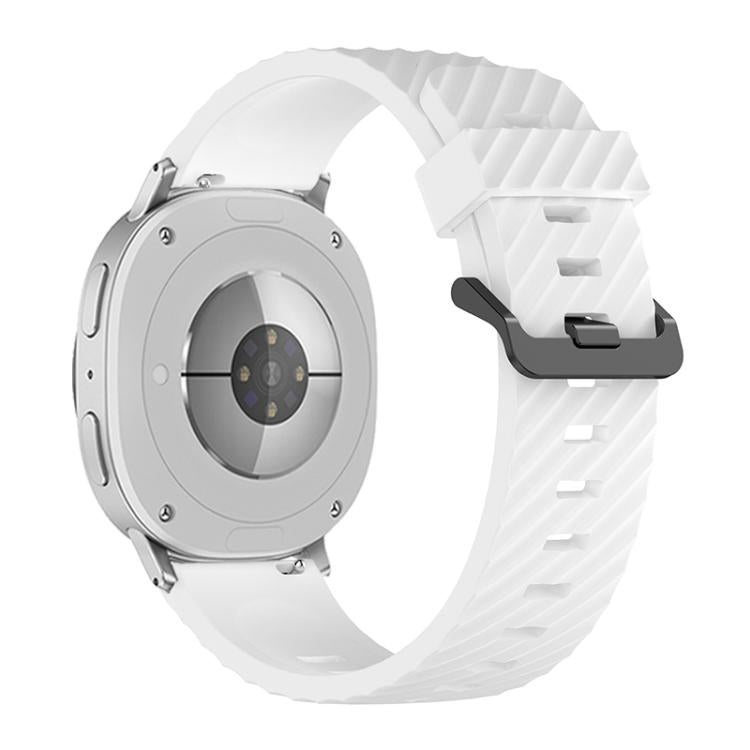 For Samsung Galaxy Watch8 / Watch8 Classic Black Buckle Spruce Silicone Watch Band(White) - Watch Bands by buy2fix | Online Shopping UK | buy2fix