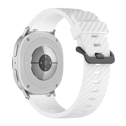 For Samsung Galaxy Watch8 / Watch8 Classic Black Buckle Spruce Silicone Watch Band(White) - Watch Bands by buy2fix | Online Shopping UK | buy2fix