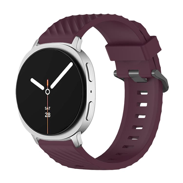 For Samsung Galaxy Watch8 / Watch8 Classic Black Buckle Spruce Silicone Watch Band(Wine Red) - Watch Bands by buy2fix | Online Shopping UK | buy2fix