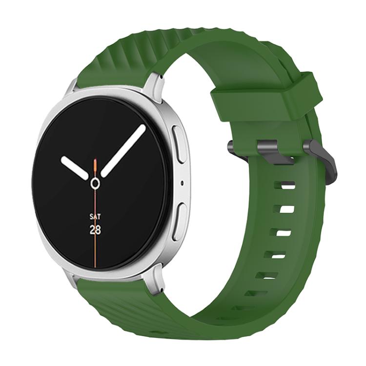 For Samsung Galaxy Watch8 / Watch8 Classic Black Buckle Spruce Silicone Watch Band(Army Green) - Watch Bands by buy2fix | Online Shopping UK | buy2fix