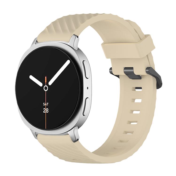 For Samsung Galaxy Watch8 / Watch8 Classic Black Buckle Spruce Silicone Watch Band(Beige) - Watch Bands by buy2fix | Online Shopping UK | buy2fix