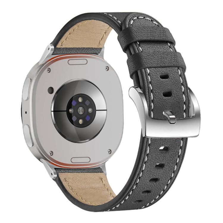 For Samsung Galaxy Watch8 / Watch8 Classic Round Tail Square Buckle Leather Watch Band(Black) - Watch Bands by buy2fix | Online Shopping UK | buy2fix