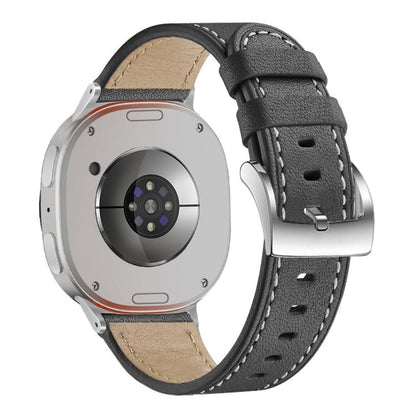 For Samsung Galaxy Watch8 / Watch8 Classic Round Tail Square Buckle Leather Watch Band(Black) - Watch Bands by buy2fix | Online Shopping UK | buy2fix