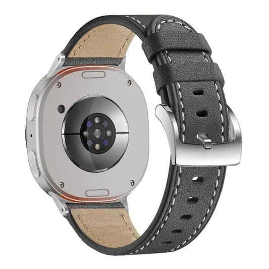 For Samsung Galaxy Watch8 / Watch8 Classic Round Tail Square Buckle Leather Watch Band(Black) - Watch Bands by buy2fix | Online Shopping UK | buy2fix