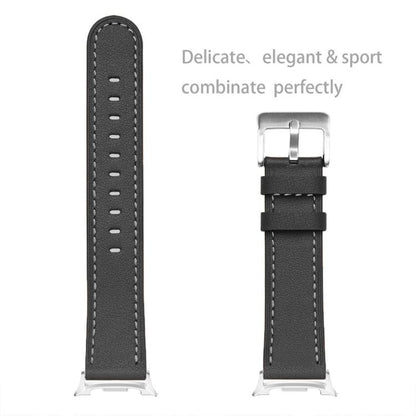 For Samsung Galaxy Watch8 / Watch8 Classic Round Tail Square Buckle Leather Watch Band(Black) - Watch Bands by buy2fix | Online Shopping UK | buy2fix