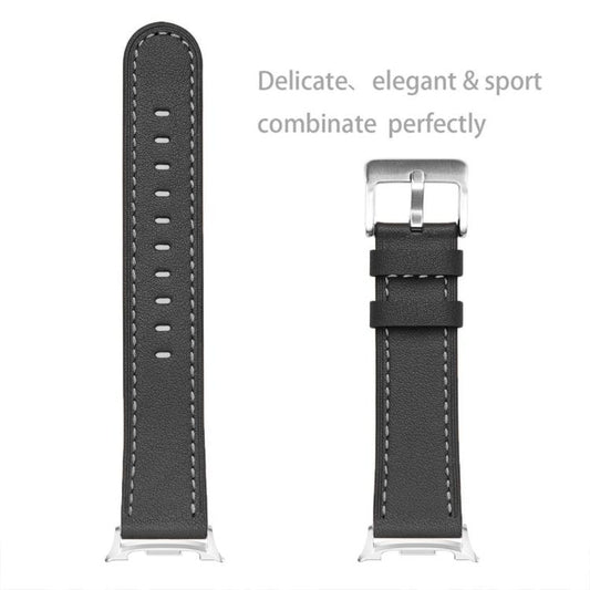 For Samsung Galaxy Watch8 / Watch8 Classic Round Tail Square Buckle Leather Watch Band(Black) - Watch Bands by buy2fix | Online Shopping UK | buy2fix