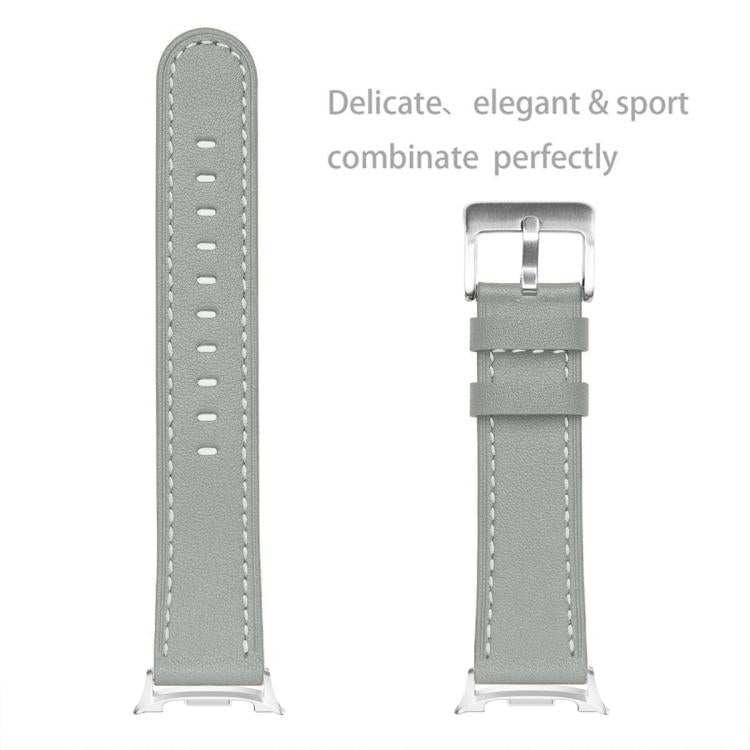 For Samsung Galaxy Watch8 / Watch8 Classic Round Tail Square Buckle Leather Watch Band(Gray) - Watch Bands by buy2fix | Online Shopping UK | buy2fix
