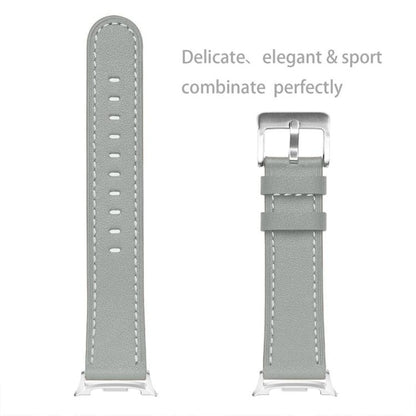 For Samsung Galaxy Watch8 / Watch8 Classic Round Tail Square Buckle Leather Watch Band(Gray) - Watch Bands by buy2fix | Online Shopping UK | buy2fix