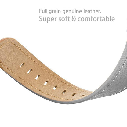 For Samsung Galaxy Watch8 / Watch8 Classic Round Tail Square Buckle Leather Watch Band(Gray) - Watch Bands by buy2fix | Online Shopping UK | buy2fix