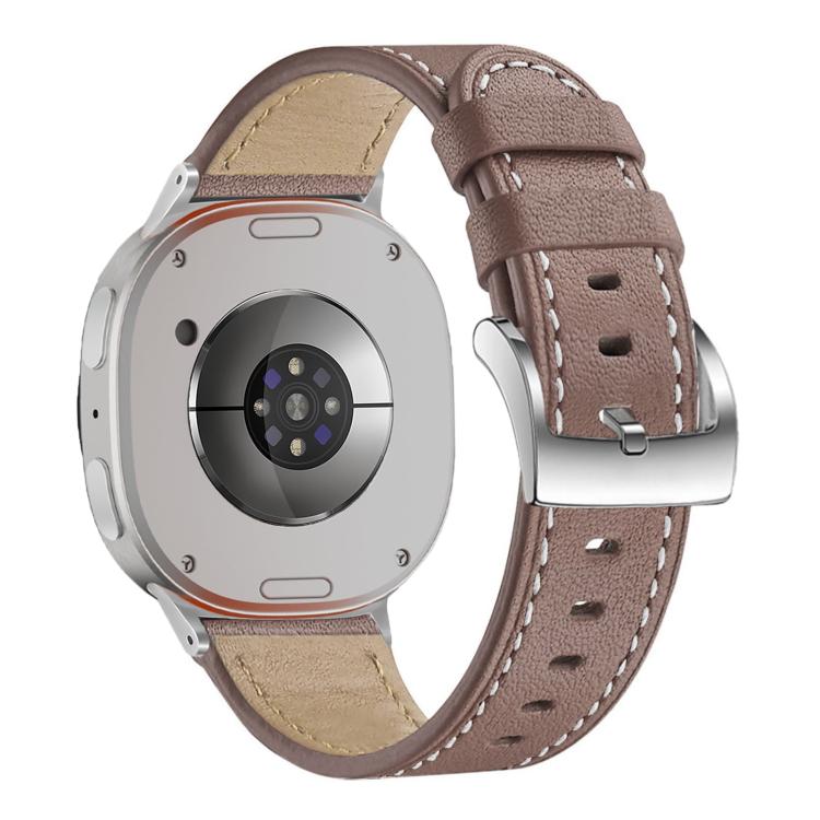 For Samsung Galaxy Watch8 / Watch8 Classic Round Tail Square Buckle Leather Watch Band(Cocoa) - Watch Bands by buy2fix | Online Shopping UK | buy2fix