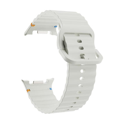 For Samsung Galaxy Watch8 40mm Rhombic Texture Bezel and Wavy Grain Stitched Color Buckle Silicone Watch Band(Starlight Silver) - Watch Bands by buy2fix | Online Shopping UK | buy2fix