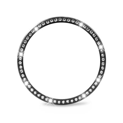 For Samsung Galaxy Watch8 44mm Diamond Bezel and Wavy Grain Stitched Color Buckle Silicone Watch Band(Black Black) - Watch Bands by buy2fix | Online Shopping UK | buy2fix