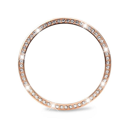 For Samsung Galaxy Watch8 44mm Diamond Bezel and Wavy Grain Stitched Color Buckle Silicone Watch Band(Pink Rose Gold) - Watch Bands by buy2fix | Online Shopping UK | buy2fix