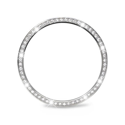 For Samsung Galaxy Watch8 40mm Diamond Bezel and Wavy Grain Stitched Color Buckle Silicone Watch Band(Yellow Silver) - Watch Bands by buy2fix | Online Shopping UK | buy2fix