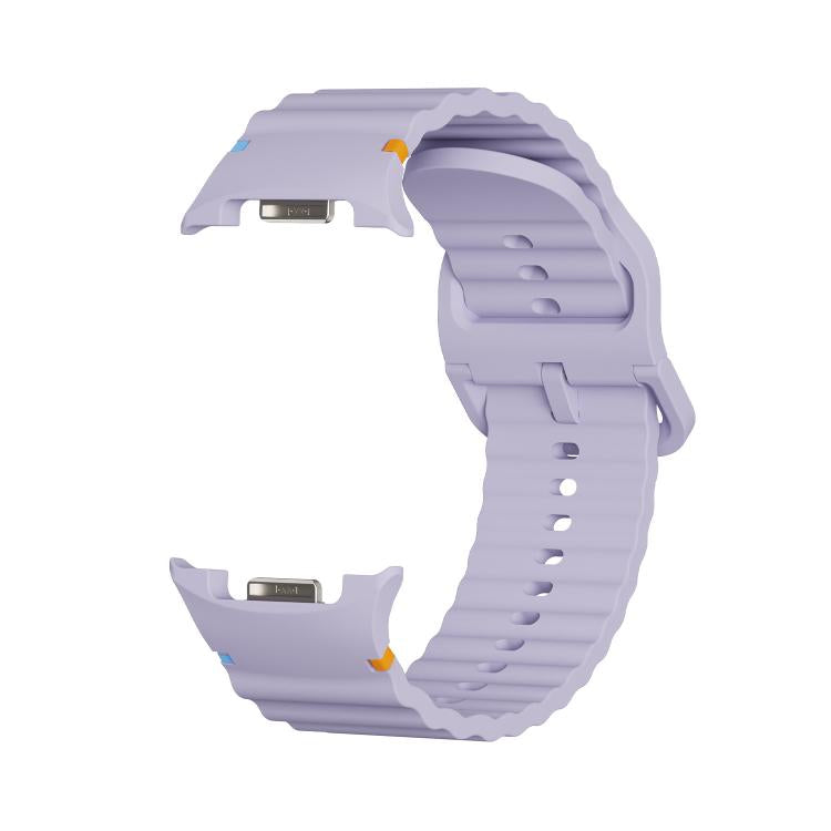 For Samsung Galaxy Watch8 44mm Speed Bezel and Wavy Grain Stitched Color Buckle Silicone Watch Band(Purple Silver) - Watch Bands by buy2fix | Online Shopping UK | buy2fix