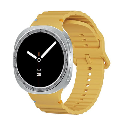 For Samsung Galaxy Watch8 40mm Speed Bezel and Wavy Grain Stitched Color Buckle Silicone Watch Band(Yellow Silver) - Watch Bands by buy2fix | Online Shopping UK | buy2fix