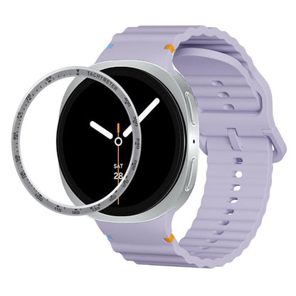 For Samsung Galaxy Watch8 40mm Speed Bezel and Wavy Grain Stitched Color Buckle Silicone Watch Band(Purple Silver) - Watch Bands by buy2fix | Online Shopping UK | buy2fix