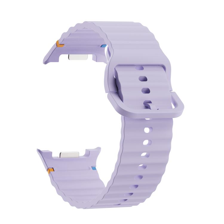 For Samsung Galaxy Watch8 40mm Speed Bezel and Wavy Grain Stitched Color Buckle Silicone Watch Band(Purple Silver) - Watch Bands by buy2fix | Online Shopping UK | buy2fix