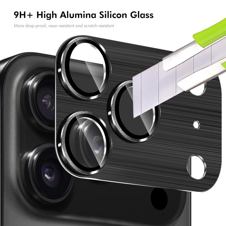 For iPhone 17 Pro ENKAY Anti-reflection Camera Lens Brushed Aluminium Alloy Tempered Glass Film(Black) - iPhone 17 Pro Tempered Glass by ENKAY | Online Shopping UK | buy2fix