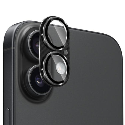 For iPhone 17 ENKAY CD Texture Aluminium Alloy Tempered Glass Lens Cover Film(Black) - iPhone 17 Tempered Glass by ENKAY | Online Shopping UK | buy2fix