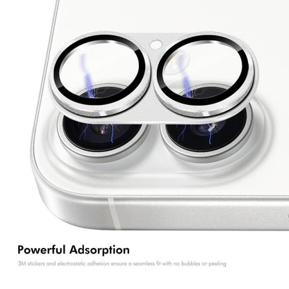 For iPhone 17 ENKAY CD Texture Aluminium Alloy Tempered Glass Lens Cover Film(Silver) - iPhone 17 Tempered Glass by ENKAY | Online Shopping UK | buy2fix