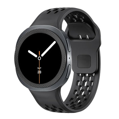 For Samsung Galaxy Watch8 44mm Rhombic Texture Bezel and Black Reverse Buckle Silicone Watch Band(Black Black) - Watch Bands by buy2fix | Online Shopping UK | buy2fix