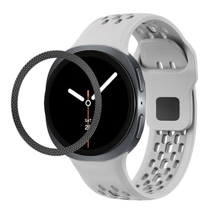 For Samsung Galaxy Watch8 44mm Rhombic Texture Bezel and Black Reverse Buckle Silicone Watch Band(Gray Black) - Watch Bands by buy2fix | Online Shopping UK | buy2fix