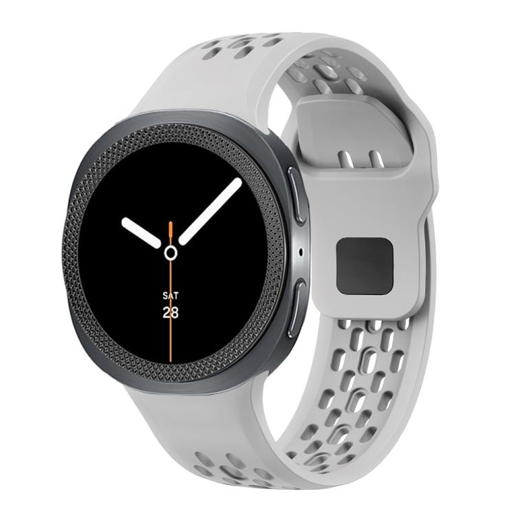 For Samsung Galaxy Watch8 44mm Rhombic Texture Bezel and Black Reverse Buckle Silicone Watch Band(Gray Black) - Watch Bands by buy2fix | Online Shopping UK | buy2fix