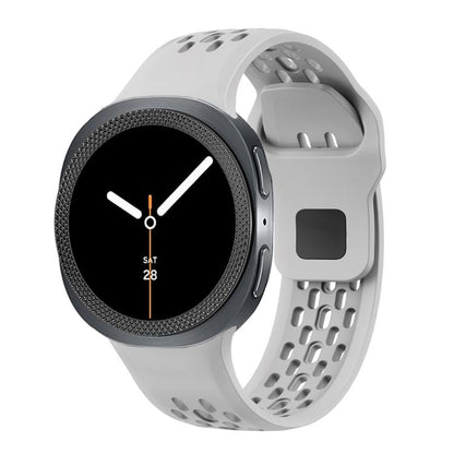 For Samsung Galaxy Watch8 44mm Rhombic Texture Bezel and Black Reverse Buckle Silicone Watch Band(Gray Black) - Watch Bands by buy2fix | Online Shopping UK | buy2fix