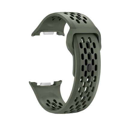 For Samsung Galaxy Watch8 44mm Rhombic Texture Bezel and Black Reverse Buckle Silicone Watch Band(Army Green Black) - Watch Bands by buy2fix | Online Shopping UK | buy2fix