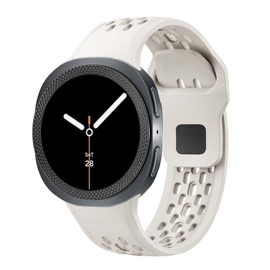 For Samsung Galaxy Watch8 44mm Rhombic Texture Bezel and Black Reverse Buckle Silicone Watch Band(Beige Black) - Watch Bands by buy2fix | Online Shopping UK | buy2fix