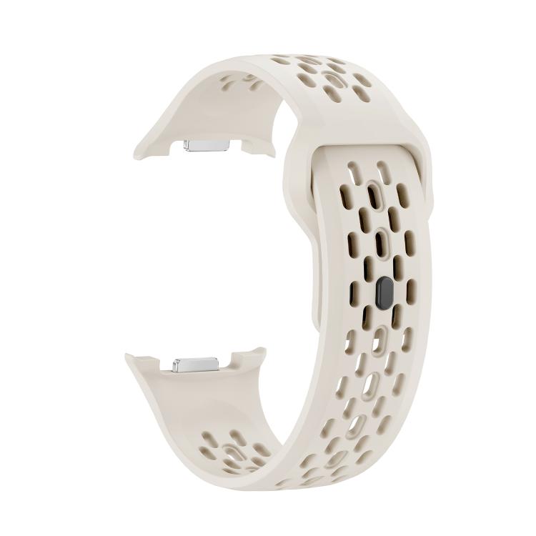 For Samsung Galaxy Watch8 44mm Rhombic Texture Bezel and Black Reverse Buckle Silicone Watch Band(Beige Black) - Watch Bands by buy2fix | Online Shopping UK | buy2fix