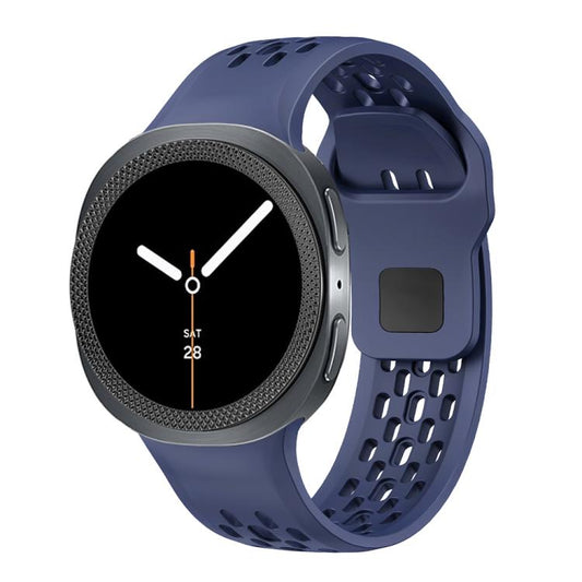 For Samsung Galaxy Watch8 44mm Rhombic Texture Bezel and Black Reverse Buckle Silicone Watch Band(Midnight Blue Black) - Watch Bands by buy2fix | Online Shopping UK | buy2fix