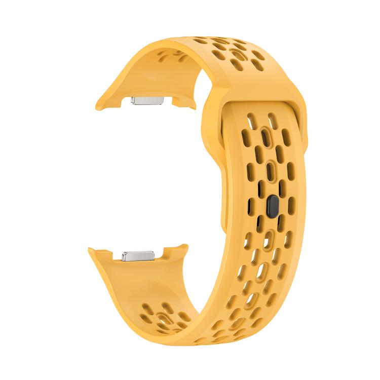 For Samsung Galaxy Watch8 40mm Rhombic Texture Bezel and Black Reverse Buckle Silicone Watch Band(Yellow Silver) - Watch Bands by buy2fix | Online Shopping UK | buy2fix