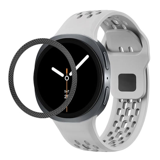 For Samsung Galaxy Watch8 40mm Rhombic Texture Bezel and Black Reverse Buckle Silicone Watch Band(Gray Black) - Watch Bands by buy2fix | Online Shopping UK | buy2fix